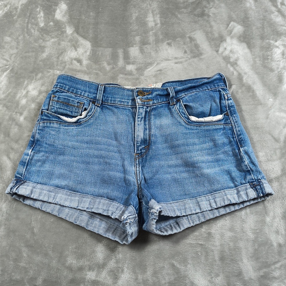 Levis Jean Shorts Women 10 Blue Denim Mid Rise Cuffed Stretch